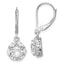 Sterling Silver Rhodium-plated Polished 6mm CZ Halo Leverback Earrings