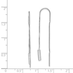 Sterling Silver Rhodium-plated CZ Threader Earrings