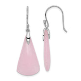 Sterling Silver Rhodium-plated Dyed Pink Quartz Dangle Earrings