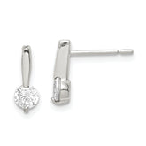 Sterling Silver Polished CZ Drop Post Earrings