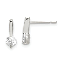 Sterling Silver Polished CZ Drop Post Earrings
