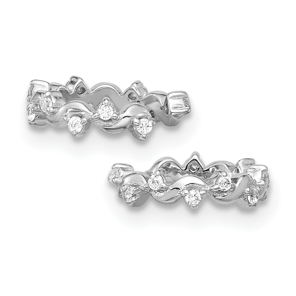 Sterling Silver Rhodium-plated Polished CZ Pair of 2 Cuff Earrings