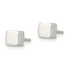 Sterling Silver Polished 4mm Square Cube Earrings