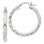 Hoop Earrings in Sterling Silver, 3x30mm Satin & Diamond-Cut - Sophia Jewelers