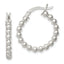 Sterling Silver Polished Beaded Hoop Earrings