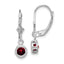 Sterling Silver Rhodium Plated 5mm Round Garnet Leverback Earrings
