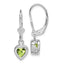 Sterling Silver Rhodium Plated 6mm Heart Peridot Leverback Earrings