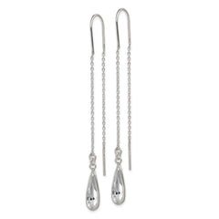 Sterling Silver Polished Crystal Teardrop Threader Earrings