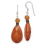 Sterling Silver Polished & Antiqued Carnelian Teardrop Dangle Earrings