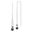 Black Crystal Threader Earrings in Sterling Silver, 6.5mm - Sophia Jewelers