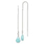 Sterling Silver Polished Blue Agate Teardrop Threader Earrings