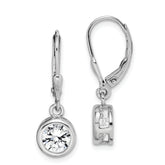 Sterling Silver Rhodium-plated Polished Round 7mm CZ Leverback Earrings