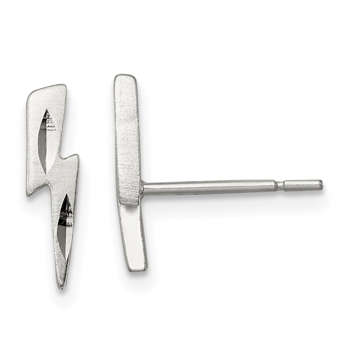 Sterling Silver Lightning Bolt Post Earrings