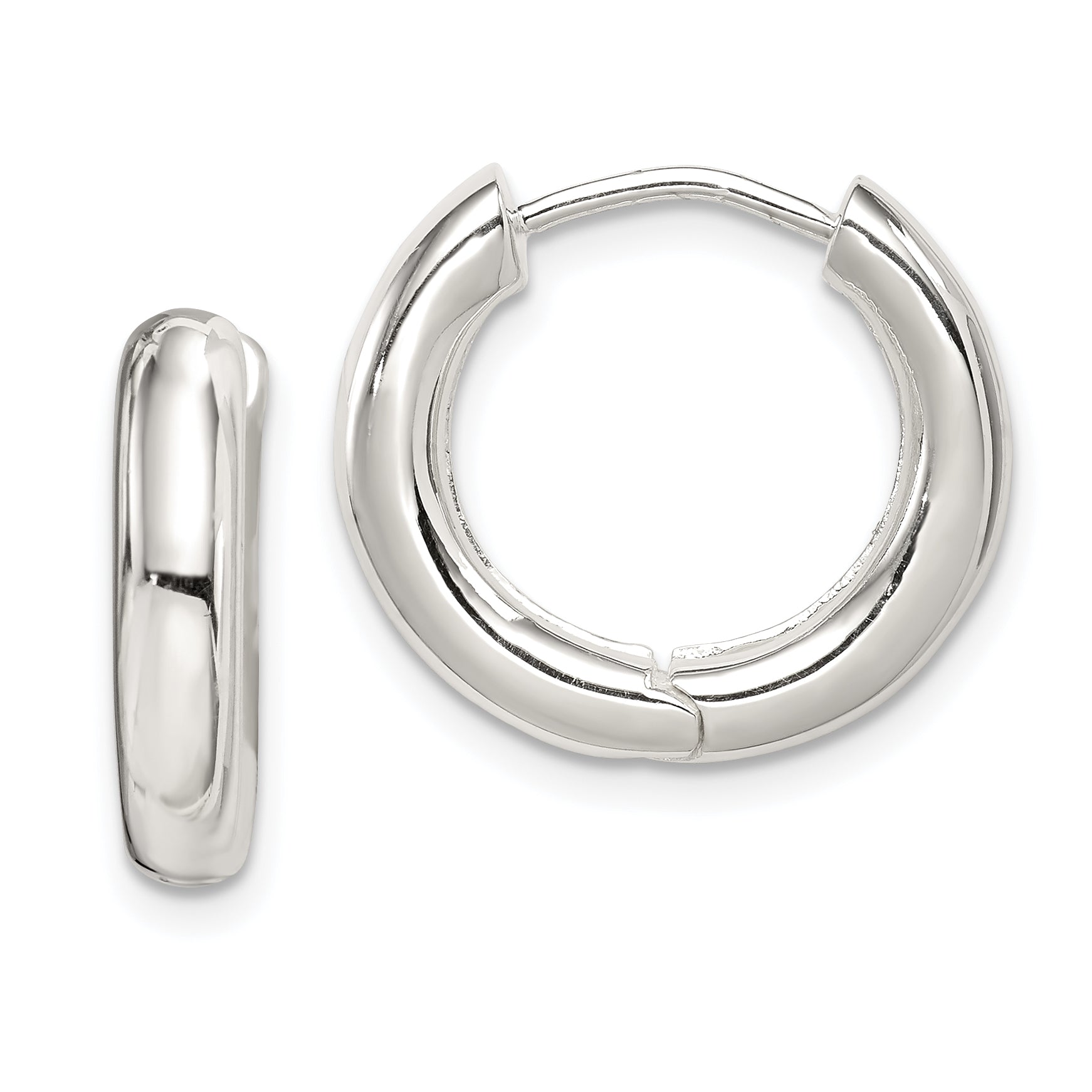 Sterling Silver Polished Hinged Hoop Earrings
