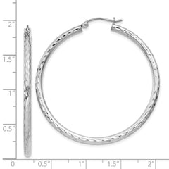 Sterling Silver Rhodium-plated 2.5mm Diamond-cut Hoop Earrings