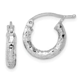 Sterling Silver Rhodium-plated 3.00mm Diamond-cut Hoop Earrings