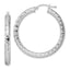 Sterling Silver Rhodium-plated 4.00mm Diamond-cut Hoop Earrings