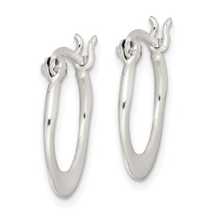 Sterling Silver Polished Tapered Round Hoop Earrings
