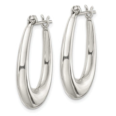 Sterling Silver Polished & Tapered Oval Hoop Earrings