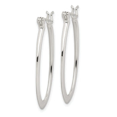 Sterling Silver Polished & Tapered Oval Hoop Earrings