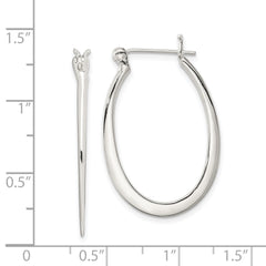 Sterling Silver Polished & Tapered Oval Hoop Earrings