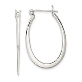 Sterling Silver Polished & Tapered Oval Hoop Earrings