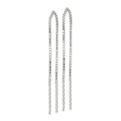 Sterling Silver Polished Twisted Spiral Bar Threader Earrings