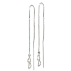 Sterling Silver Polished Double Heart Threader Earrings