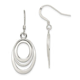Sterling Silver Polished Triple Oval Dangle Earrings