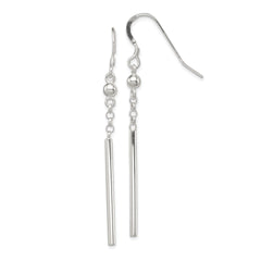 Sterling Silver Polished Fancy Bar Dangle Earrings