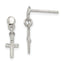Sterling Silver Polished & Grooved Latin Cross Post Dangle Earrings