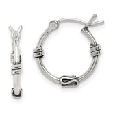 Sterling Silver Antiqued Fancy Hoop Earrings