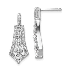 Sterling Silver Rhodium-plated CZ Journey Earrings