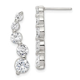 Sterling Silver Rhodium-plated Polished CZ Journey Post Earrings