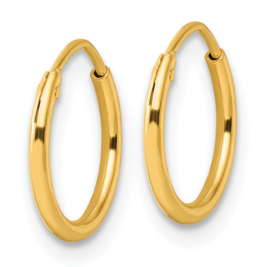 Sterling Silver Gold-tone 1.3mm Polished Endless Hoop Earrings