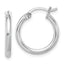 Sterling Silver Rhodium-plated 2mm Round Hoop Earrings