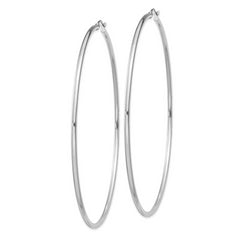 Sterling Silver Rhodium-plated 2mm Round Hoop Earrings