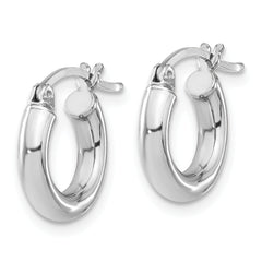 Sterling Silver Rhodium-plated 3mm Round Hoop Earrings