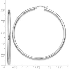 Sterling Silver Rhodium-plated 3mm Round Hoop Earrings
