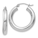 Sterling Silver Rhodium-plated 4mm Round Hoop Earrings