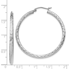 Sterling Silver Rhodium-plated 2.5mm Diamond-cut Hoop Earrings