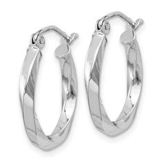 Sterling Silver Rhodium-plated Twisted 2.5x18mmHoop Earrings