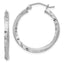 Sterling Silver Rhodium-Plated Satin Diamond-Cut 2.5x25mm Twisted Hoop Earrings - Sophia Jewelers