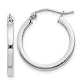 Sterling Silver Rhodium-plated 2x20mm Square Tube Hoop Earrings