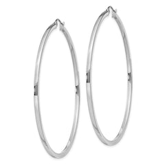 Sterling Silver Rhodium-plated 2x60mm Square Tube Hoop Earrings