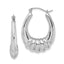 Sterling Silver Rhodium-Plated Polished Scalloped Oval Hoop Earrings - Sophia Jewelers