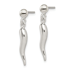 Sterling Silver Polished Italian Horn Post Dangle Earrings