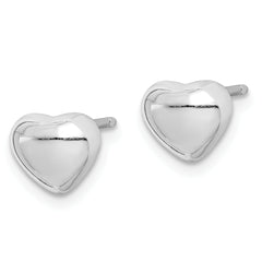 Sterling Silver Rhodium-plated Heart Post Earrings
