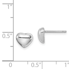 Sterling Silver Rhodium-plated Heart Post Earrings