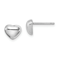 Sterling Silver Rhodium-plated Heart Post Earrings